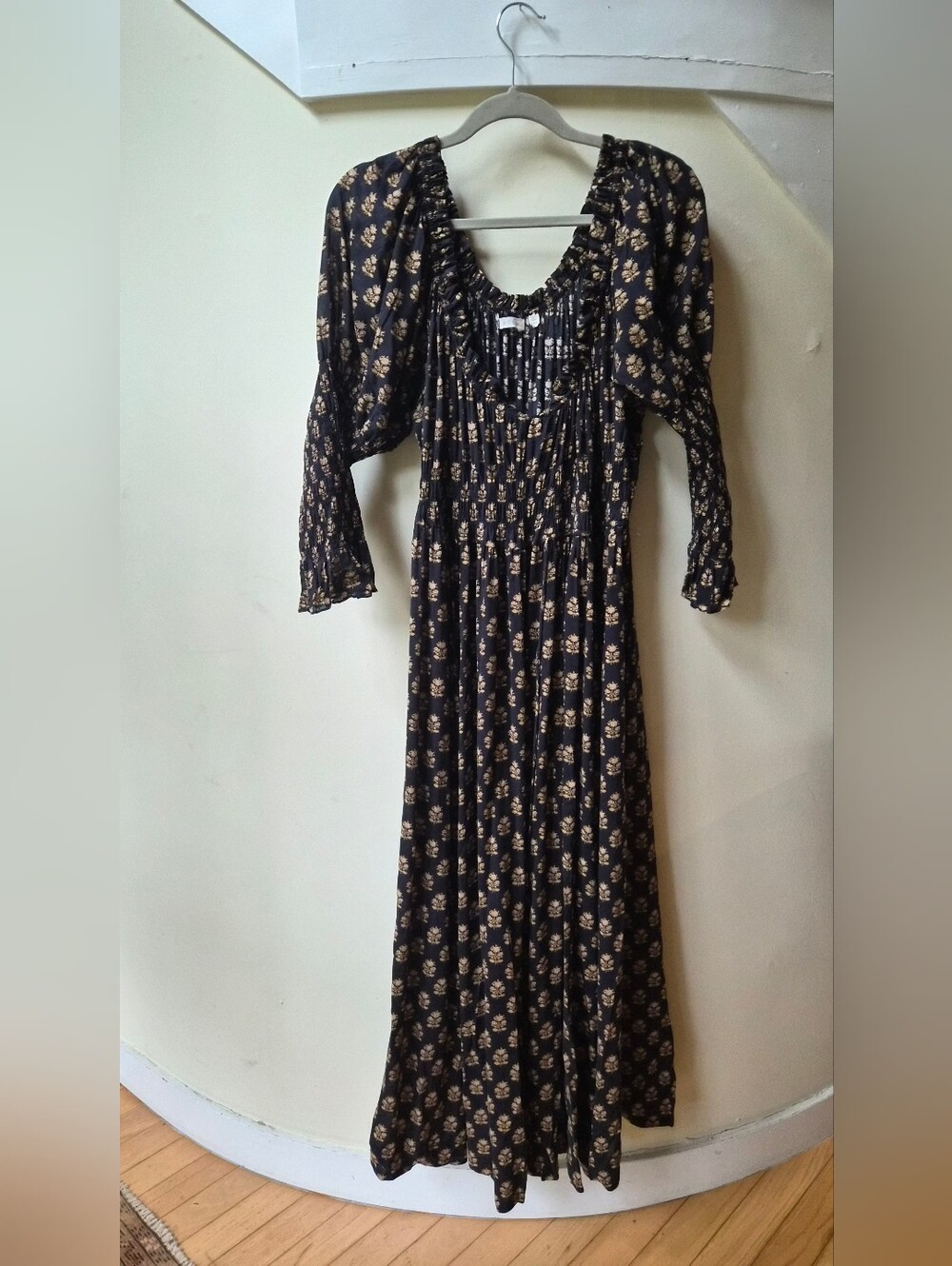 DÔEN Rhiannon Dress Noir Meadowsweet Floral XXL Organic Cotton Maxi
